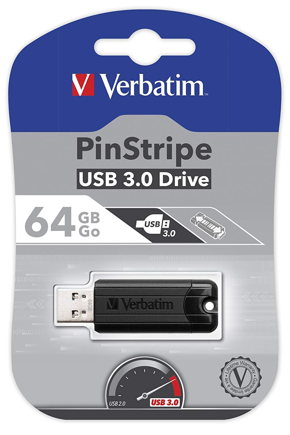 Buy Verbatim PinStripe USB 3.0 Drive 64GB - Black from Vmart in Pakistan