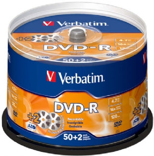 Buy Verbatim DVD-R 16X 50 Pk Spindle + 2 pcs DVD-R Free! from Vmart in Pakistan