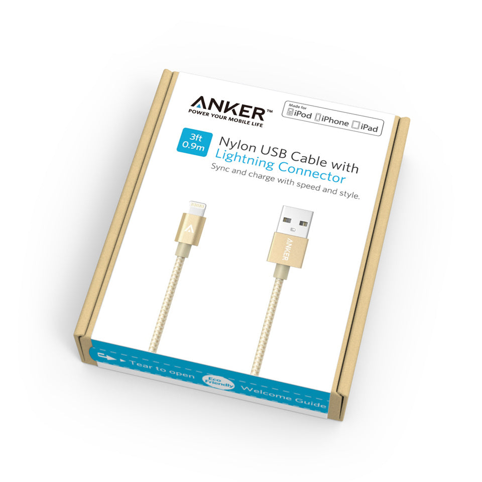 Buy Anker Nylon-Braided USB to Lightning Cable (3ft / 0.9m) from Vmart in Pakistan