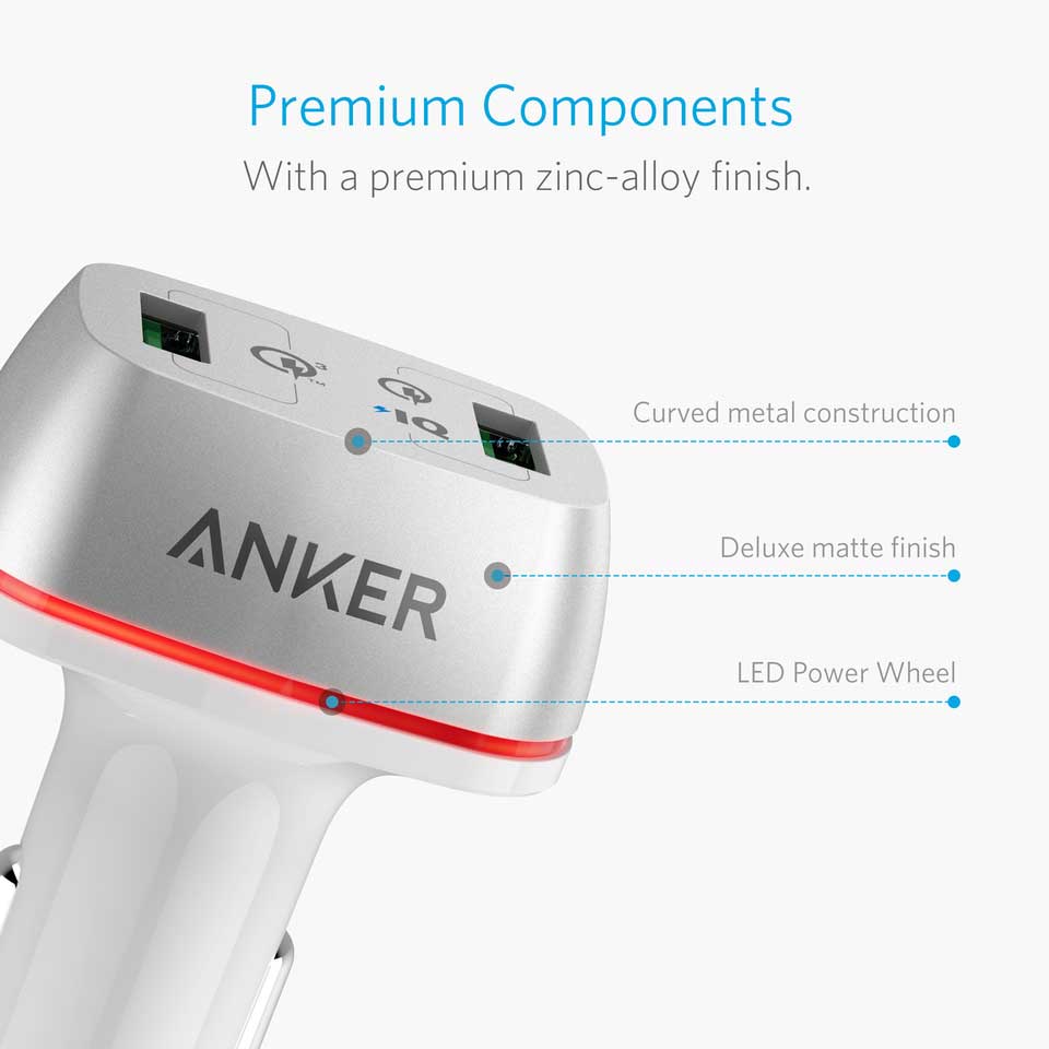 Buy Anker PowerDrive+ 2 Quick Charge 3.0 - White from Vmart in Pakistan