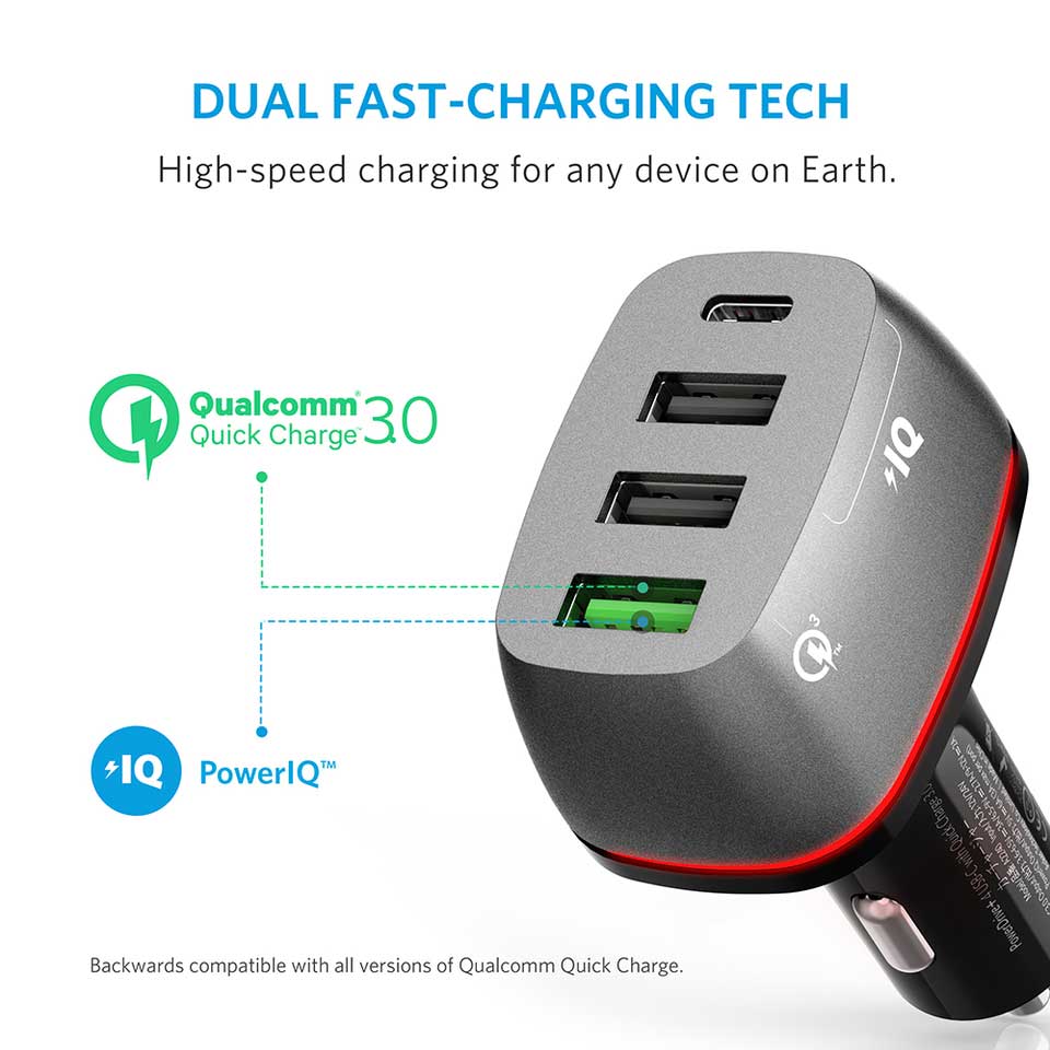 Buy Anker PowerDrive+ 4 Ports (1 USB-C Port) Quick Charge 3.0 - Black from Vmart in Pakistan