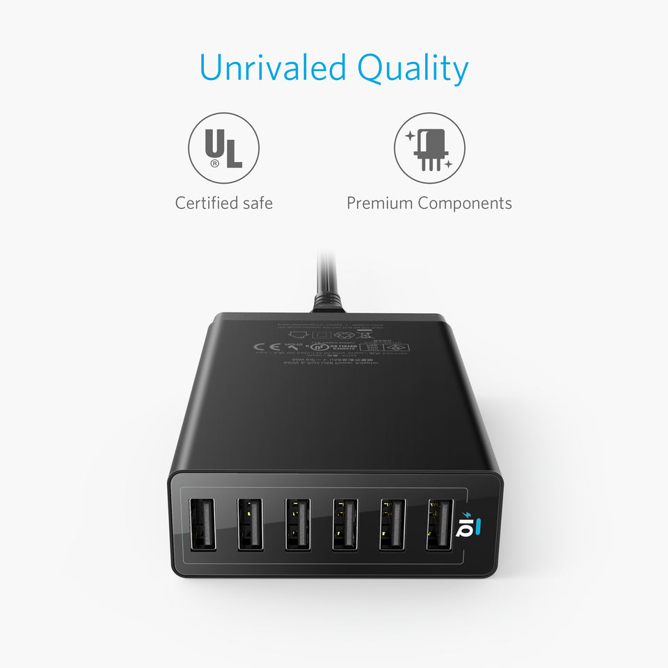 Buy Anker PowerPort 6 -60W 6 Port USB Charger - Black from Vmart in Pakistan