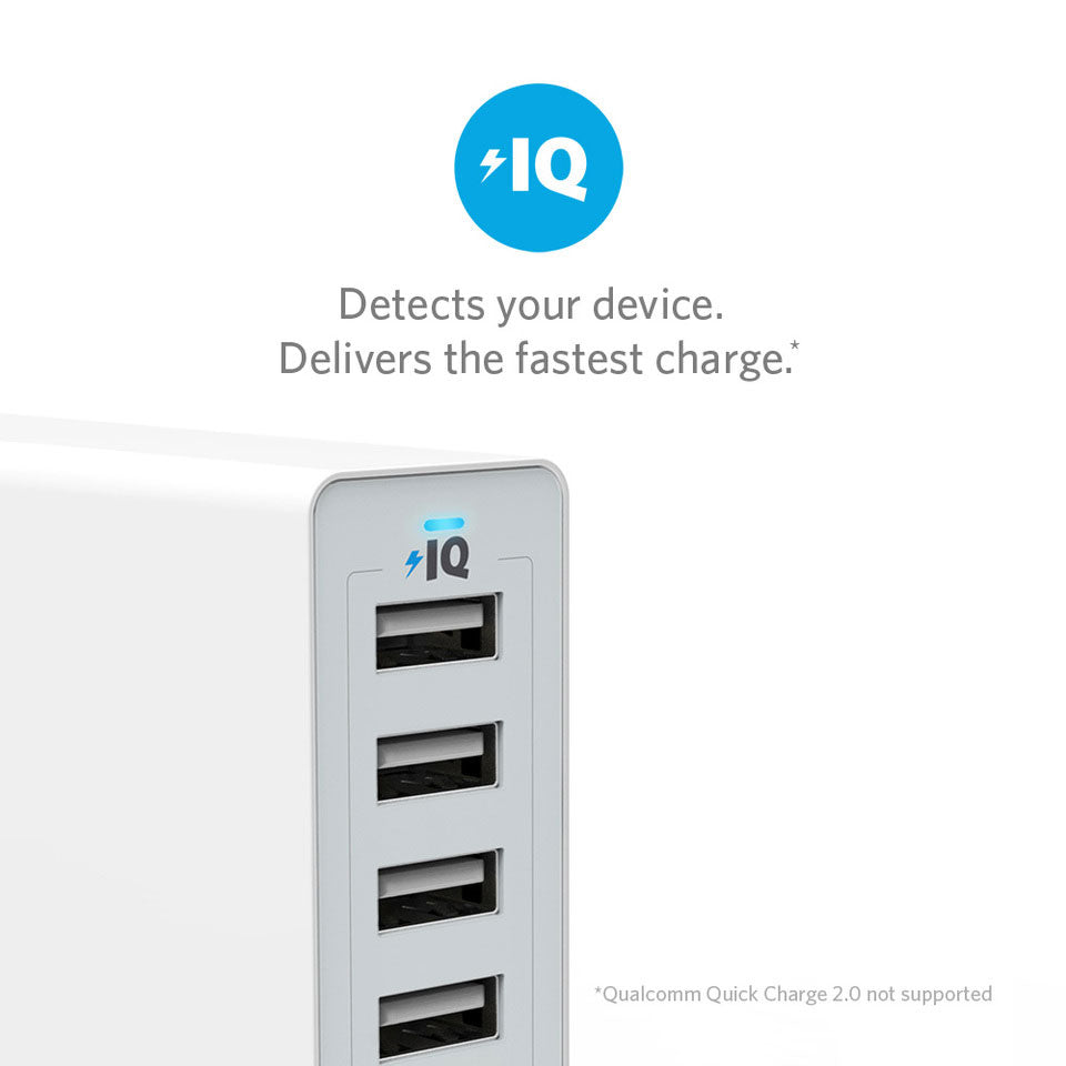 Buy Anker PowerPort 6 - 60W 6 Port USB Charger - White from Vmart in Pakistan