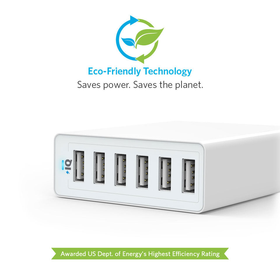 Buy Anker PowerPort 6 - 60W 6 Port USB Charger - White from Vmart in Pakistan