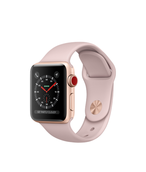 Buy Apple Watch Series 3 38mm Gold Aluminum Case with Pink Sand Sport Case - GPS + Cellular from Vmart in Pakistan