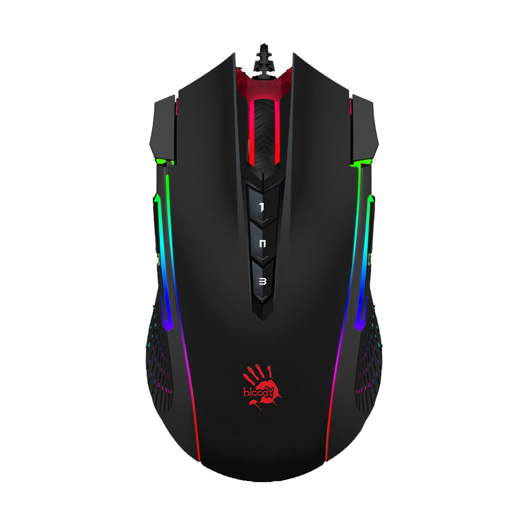 Buy A4tech Bloody J90 2-Fire RGB Animation Gaming Mouse - Black from Vmart in Pakistan