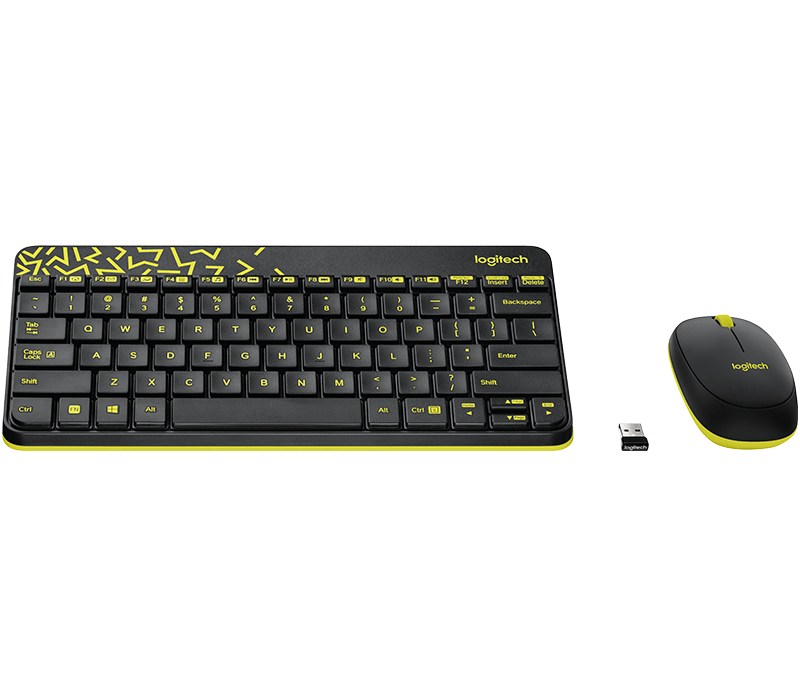 Buy Logitech Wireless Mouse & Keyboard Combo MK240 - Black/Chartreuse Yellow from Vmart in Pakistan
