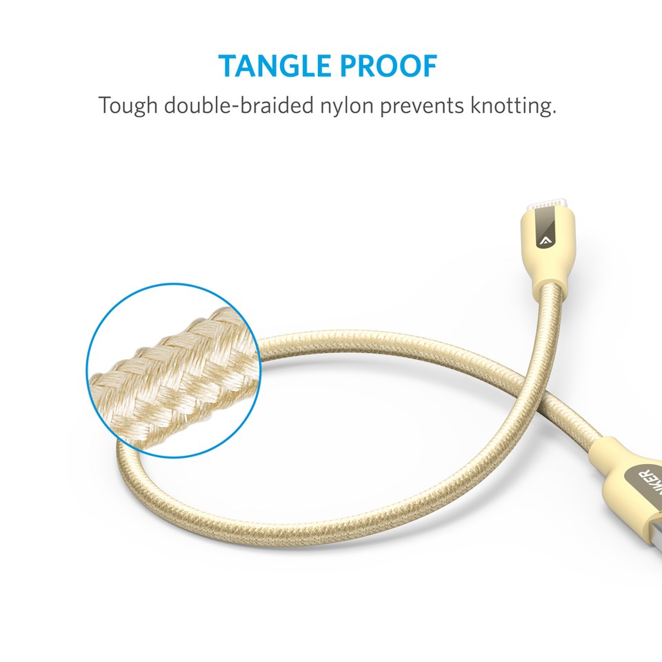 Buy Anker Powerline+ Lightning 3ft Cable - Golden from Vmart in Pakistan