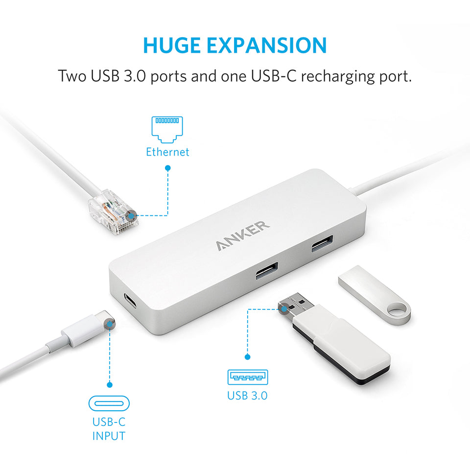Buy Anker Premium USB-C Hub with Ethernet and Power Delivery - Silver from Vmart in Pakistan