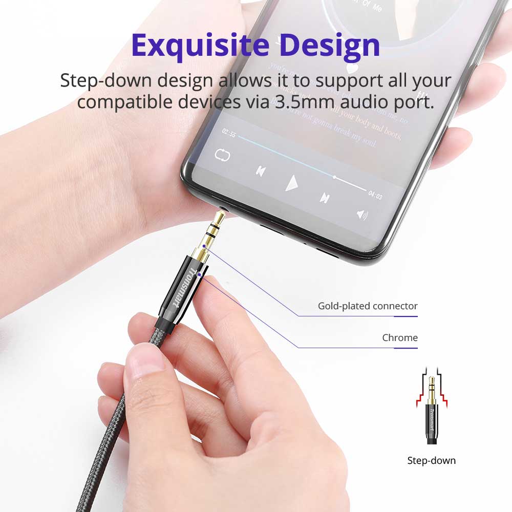 Buy Tronsmart S3C01 3.5mm Male to Male Premium AUX Audio Cable 4ft / 1.2m from Vmart in Pakistan