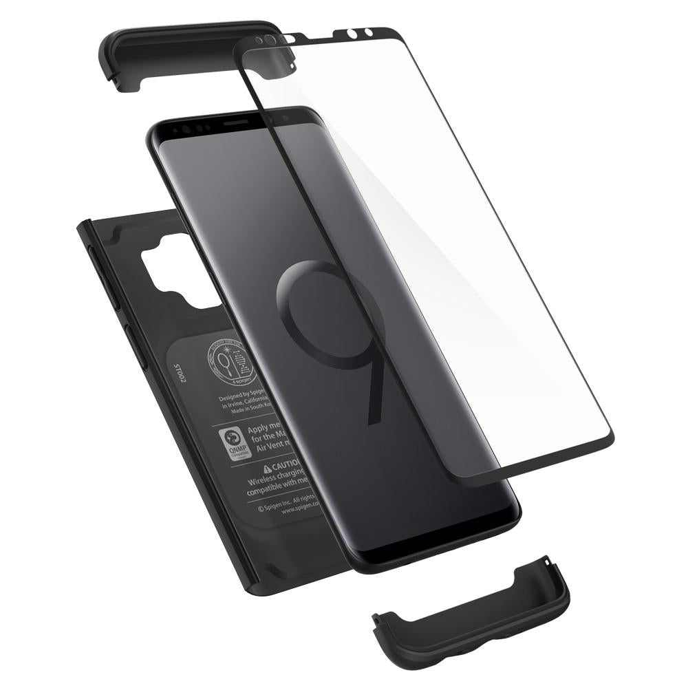 Buy Spigen Samsung Galaxy S9 Case Thin Fit 360 With Glass Protector - Black from Vmart in Pakistan