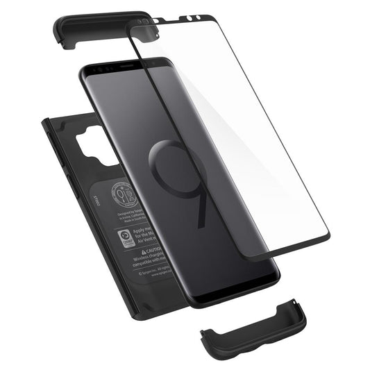 Buy Spigen Samsung Galaxy S9 Case Thin Fit 360 With Glass Protector - Black from Vmart in Pakistan