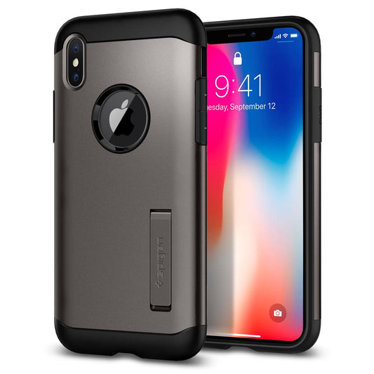 Buy Spigen iPhone X Case Slim Armor - Gunmetal from Vmart in Pakistan