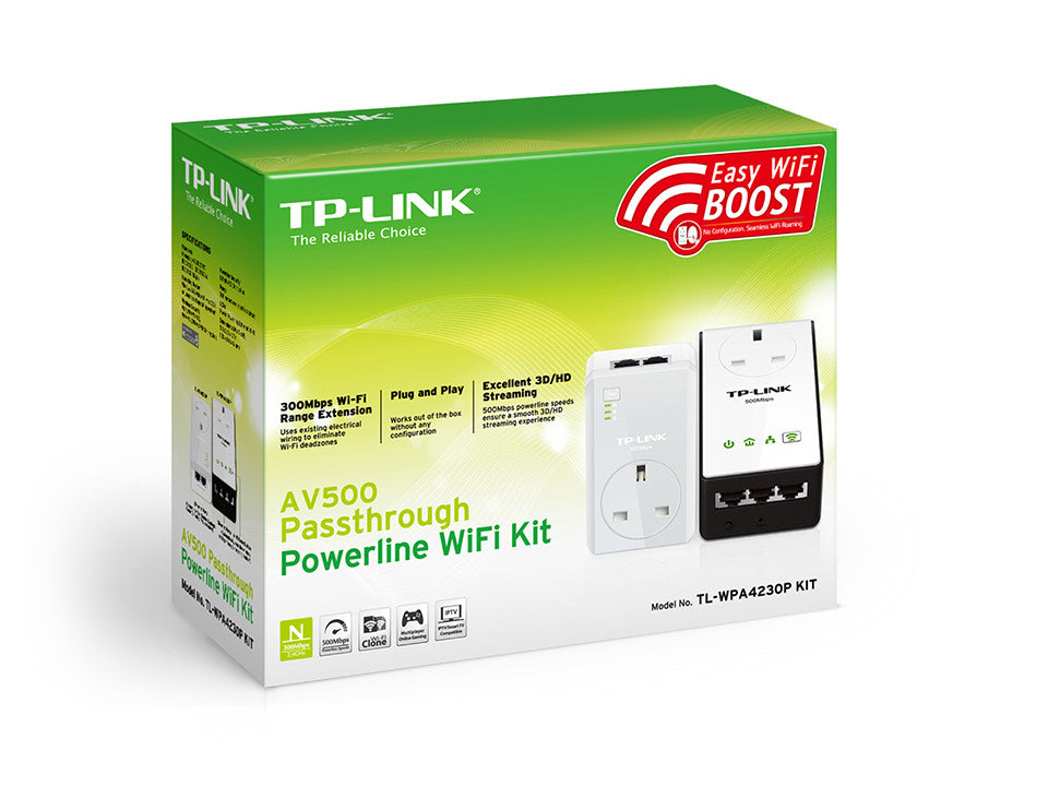 Buy TP-Link TL-WPA4230P KIT AV500 Passthrough Powerline WiFi Kit from Vmart in Pakistan