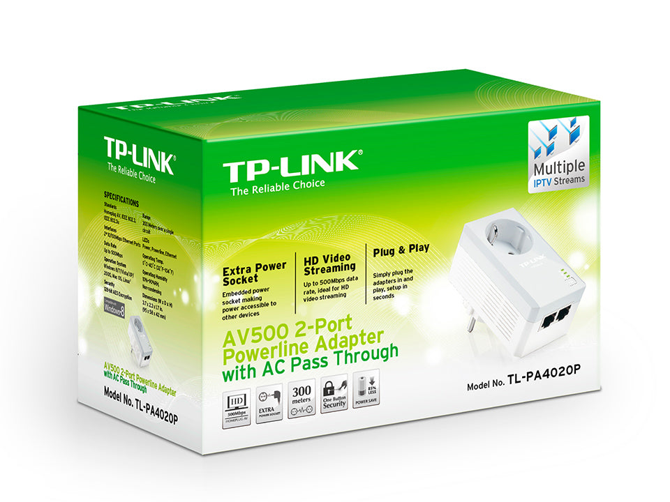 Buy TP-Link TL-PA4010PKit AV500 Powerline Adapter with AC Pass Through Starter Kit from Vmart in Pakistan