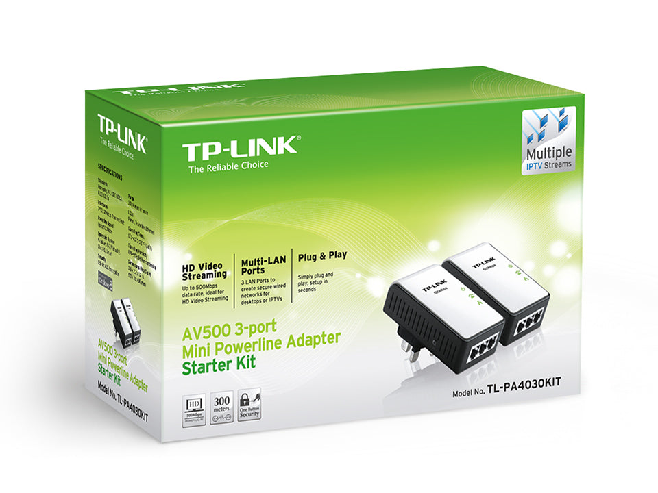 Buy TP-Link TL-PA4030KIT AV500 3-port Mini Powerline Adapter Starter Kit from Vmart in Pakistan