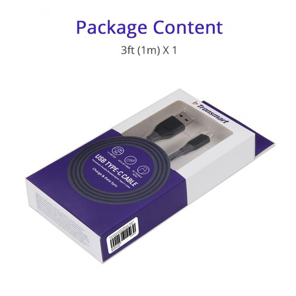 Buy Tronsmart ATC5 Braided Nylon USB-C to USB-A Charging & Syncing Cable 3Ft x 1 - Grey from Vmart in Pakistan