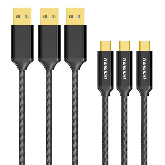 Buy Tronsmart CPP9 Braided Nylon USB-C to USB-A 3.0 Cable (1ft*1, 3.3ft*1, 6ft*1/3 Pack) from Vmart in Pakistan
