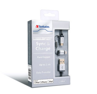 Buy Verbatim 120cm Metallic 2-in-1 Cable - Silver from Vmart in Pakistan