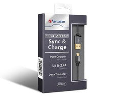 Buy Verbatim 64708 200 CM Metallic MicroUSB Cable (Black) from Vmart in Pakistan