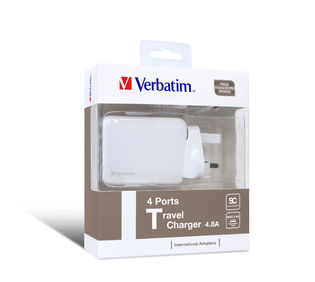 Buy Verbatim 65124 4.8A 4 Ports Traveller Charger - White from Vmart in Pakistan