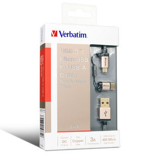 Buy Verbatim Type C and MicroUSB 2in1 Cable 120 cm - Gold from Vmart in Pakistan