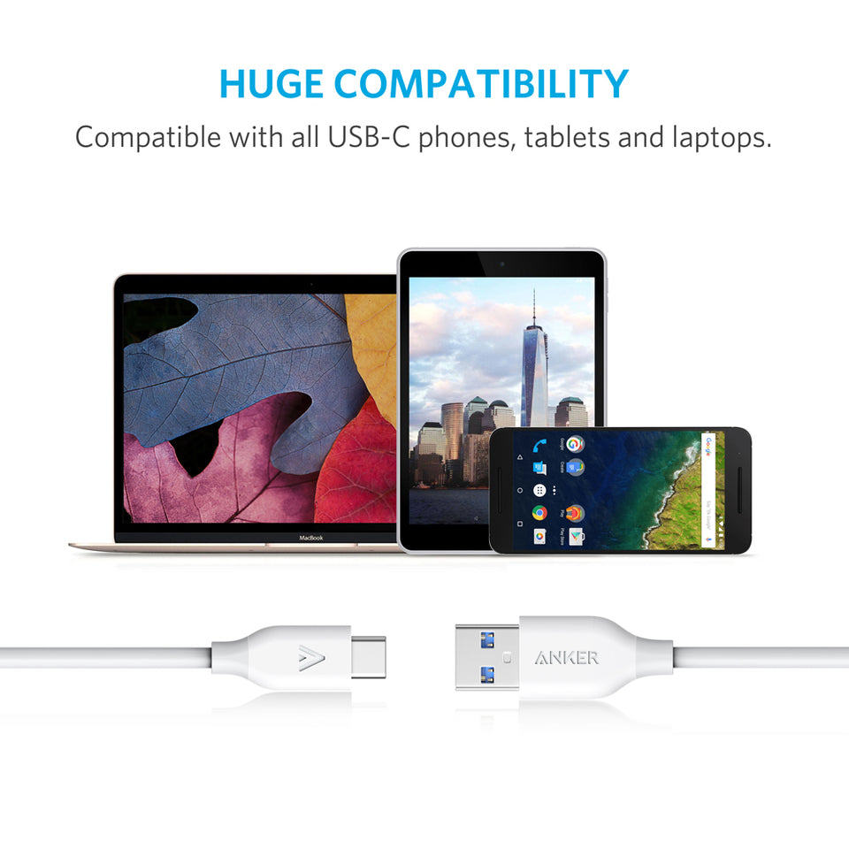 Buy Anker USB-C To USB 3.0 Cable (3ft / 0.9m) - White from Vmart in Pakistan