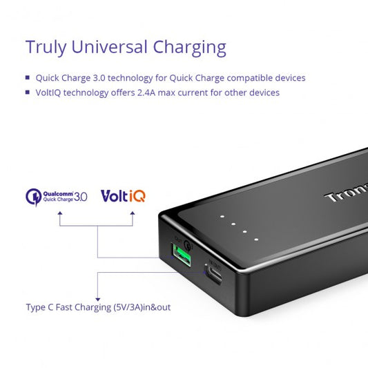 Buy Tronsmart Presto 10400mAh Quick Charge 3.0 Power Bank with Type-C Input & Output - Black from Vmart in Pakistan