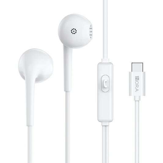 Buy 1Hora AUT124 Type C Wired Earphones White from Vmart in Pakistan