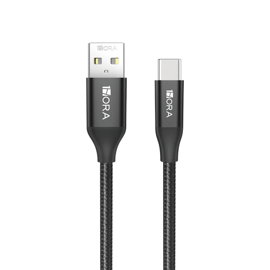 Buy 1Hora CAB249 USB-A to USB Type-C Braided Cable Black 1m from Vmart in Pakistan