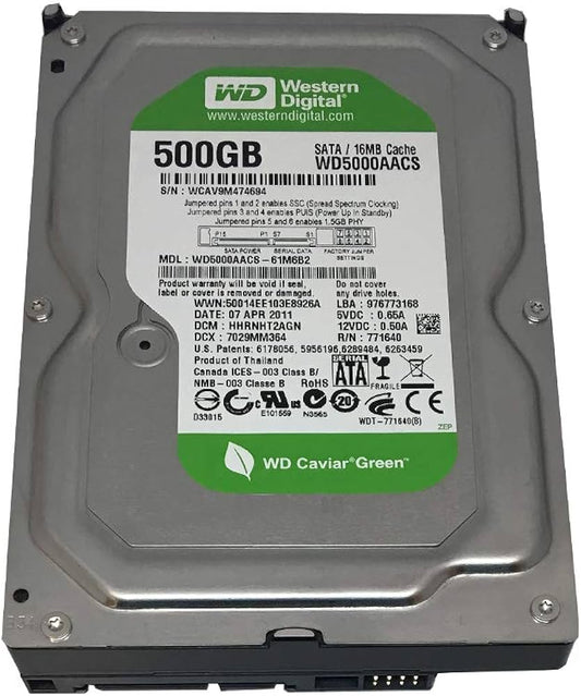 Buy Western Digital Caviar Green Hard Drive 500GB (64 MB Cache, SATA 6 Gb/s) from Vmart in Pakistan