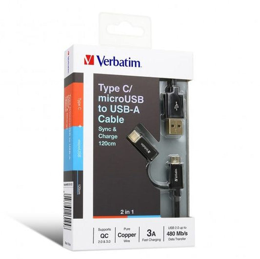 Buy Verbatim 66045 Sync And Charge 2 In 1 Type C &amp; Micro USB Cable from Vmart in Pakistan