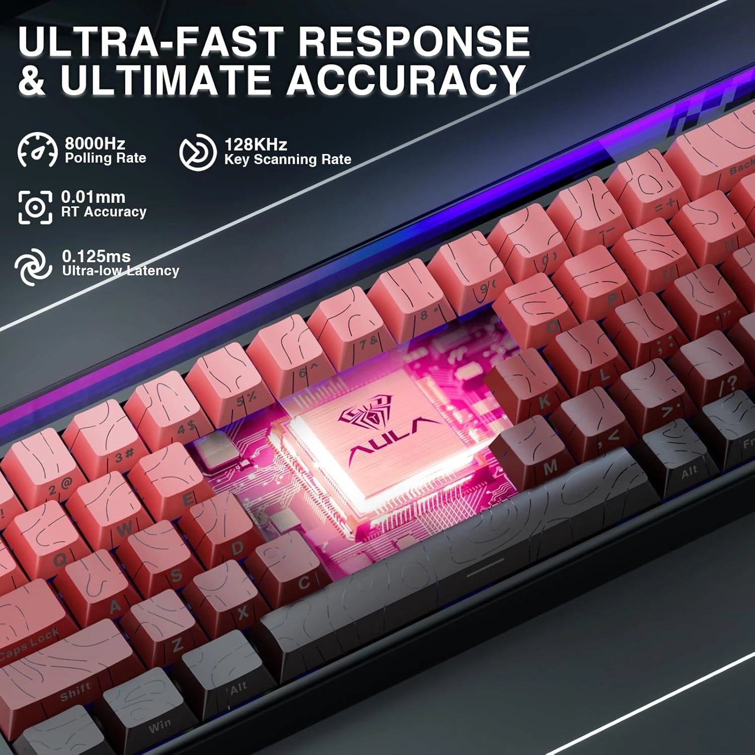 Buy AULA Hero 68 Keyboard Side-engraved Keycaps Gradient Black Red from Vmart in Pakistan