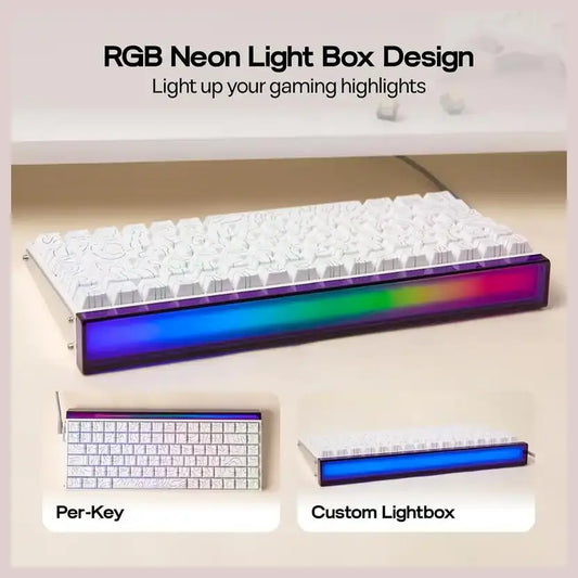 AULA Hero 84 HE 75% Wired Magnetic Gaming Keyboard White Contour Black King Switch