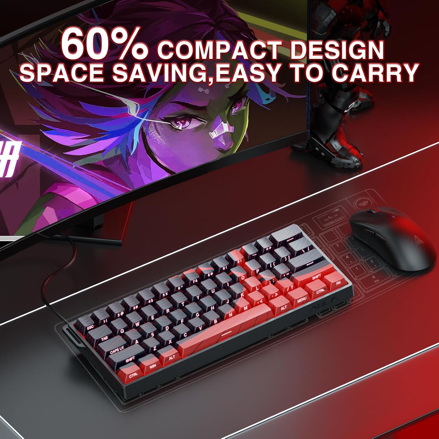 Buy AULA WIN60 HE Max Gaming Keyboard Red Wing Chun Magnetic Switch Vmart in Pakistan