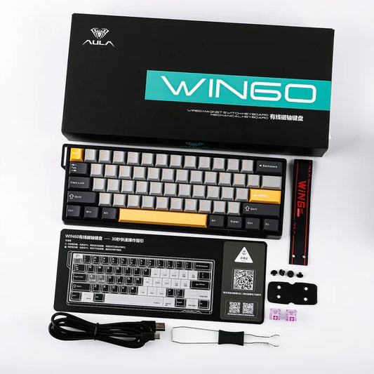 Buy AULA WIN60 HE Max Gaming Keyboard Wing Chun Magnetic Switch Grey+Yellow+Black from Vmart in Pakistan