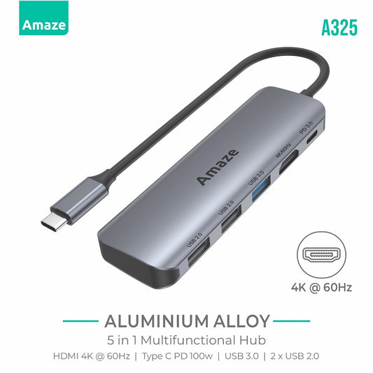 Buy Amaze A325 5 in 1 Type C Multifunction Hub 4k @60hz from Vmart in Pakistan
