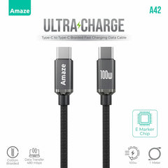 Amaze A42 Ultra Charge Type C to Type C Cable 100w 1m