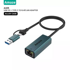 Amaze A425 USB3.0+Type C To RJ45 Ethernet Adapter