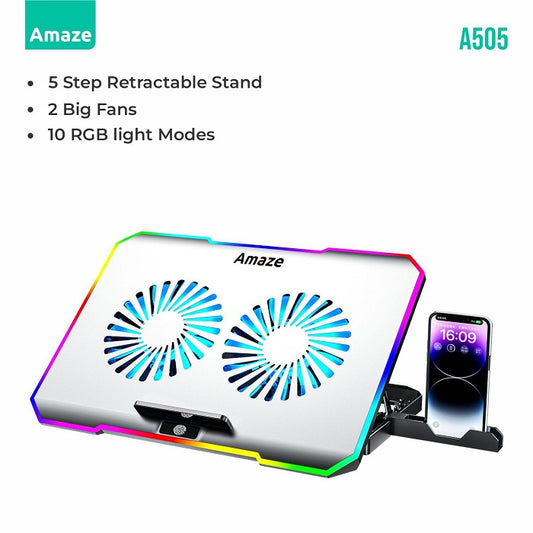 Buy Amaze A505 Laptop Dual fan RGB Cooling Stand from Vmart in Pakistan