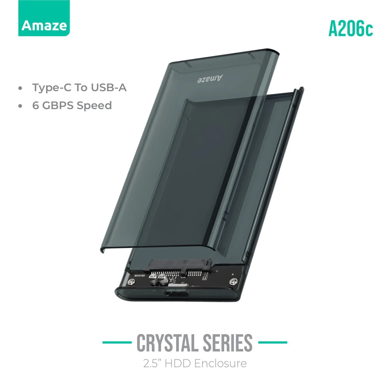 Buy Amaze A206C Phantom Series Transparent 2.5" HDD Enclosure Type C 6GBPS from Vmart in Pakistan