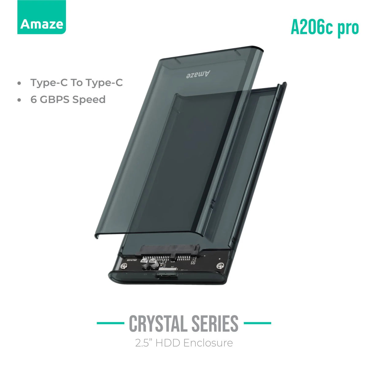 Buy Amaze A206C Pro Phantom Series Transparent 2.5" HDD Enclosure C TO C 6GBPS from Vmart in Pakistan