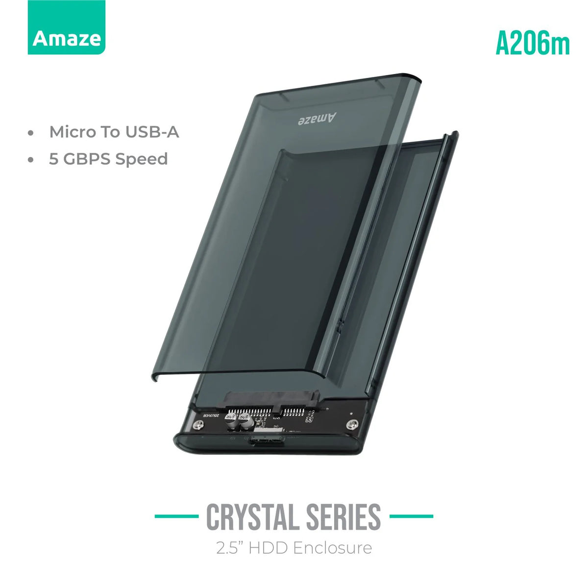 Buy Amaze A206m Phantom Series Transparent 2.5" HDD Enclosure USB 3.0 5GBPS from Vmart in Pakistan