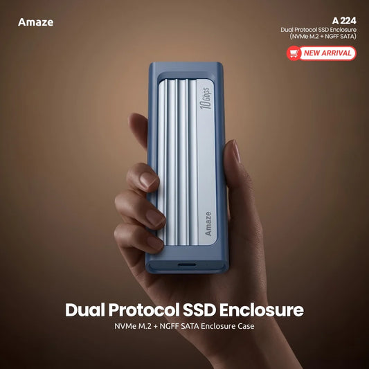 Buy Amaze A224 Dual Protocol SSD Enclosure (NVMe M.2 + NGFF SATA) from Vmart in Pakistan
