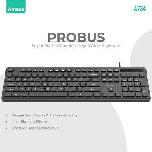 Buy Amaze A734 Probus Super Silent Chocolate Keys Wired Keyboard from Vmart in Pakistan