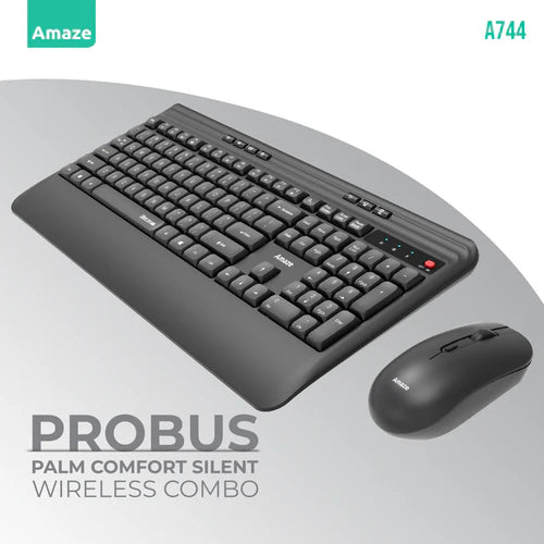 Buy Amaze A744 Probus Palm Comfort Silent Wireless Keyboard & Mouse Combo from Vmart in Pakistan