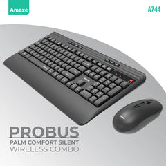 Buy Amaze A744 Probus Palm Comfort Silent Wireless Keyboard & Mouse Combo from Vmart in Pakistan