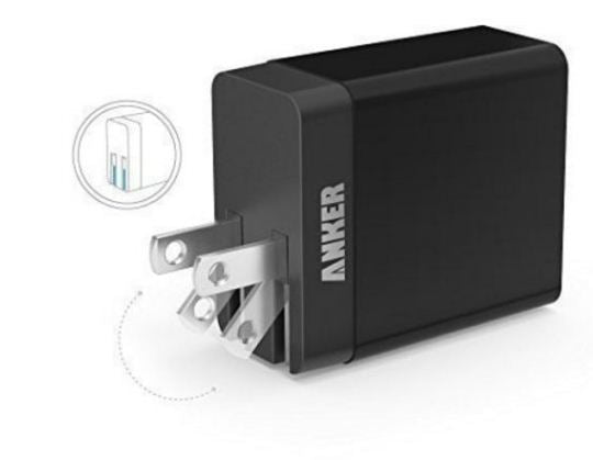 Anker PowerPort 2 Lite Charger White EU Plug (Not Foldable) - Black