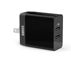 Anker PowerPort 2 Lite Charger White EU Plug (Not Foldable) - Black