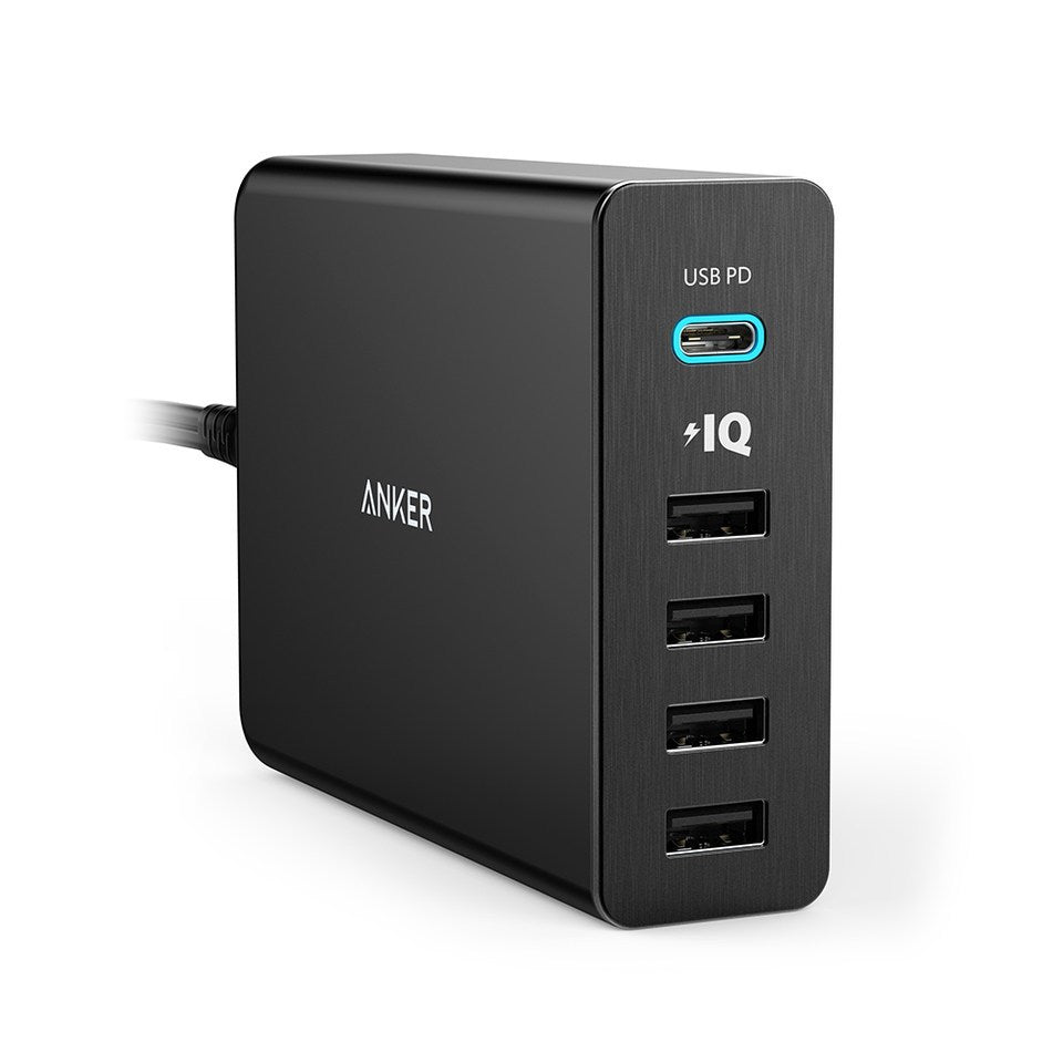 Anker A2053J11 PowerPort+ 5 60W With USB Power Delivery - Black